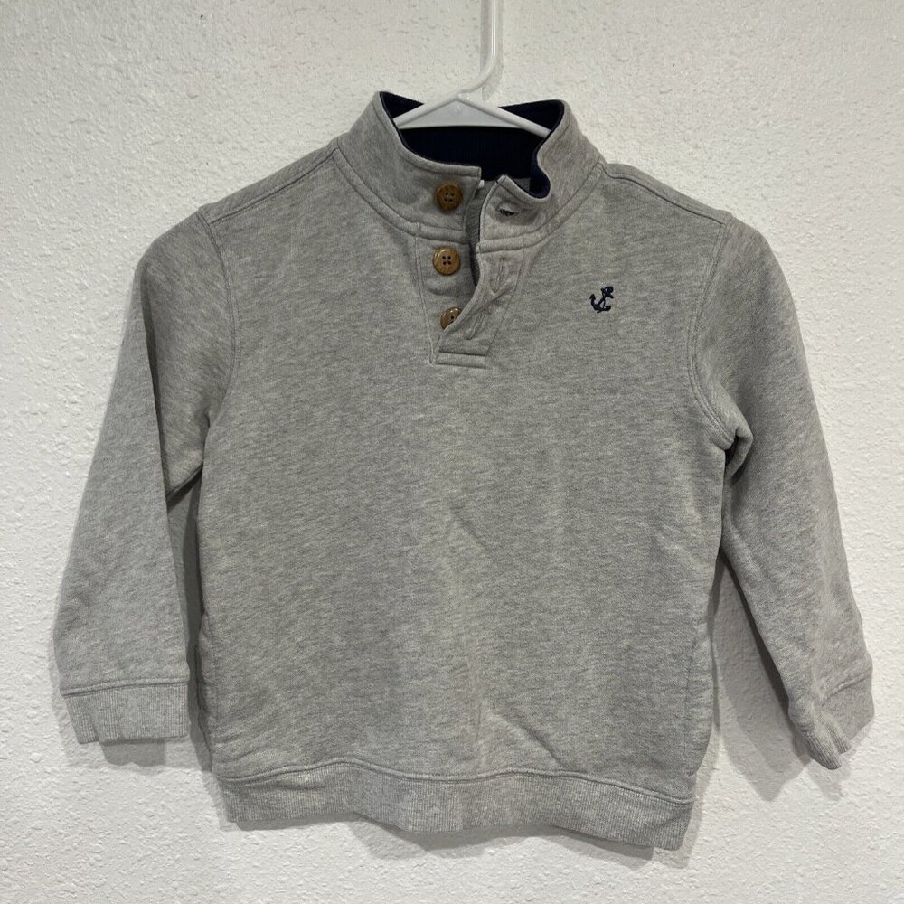 S1 Janie and Jack Boys Size 6 Gray Button Pullover Sweatshirt Sweater